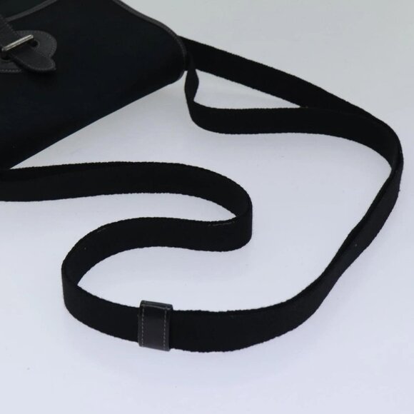 HERMES Buenaventura PM Shoulder Bag Canvas Black Silver Auth - Picture 4 of 14